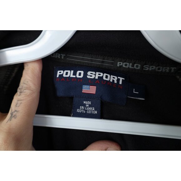 Vtg 90s Polo Sport Ralph Lauren Mens L Spell Out Striped Knit Half Zip Sweater - Picture 6 of 14